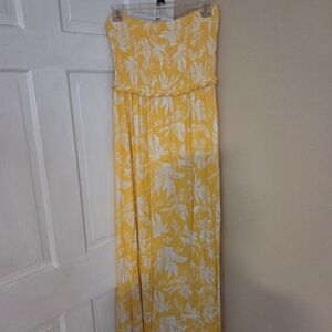 Yellow Floral Strapless Maxi Dress NWT